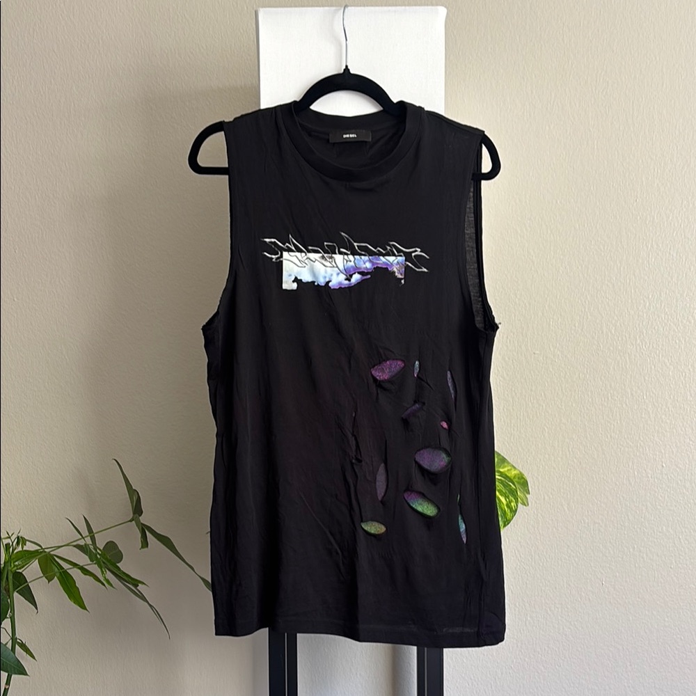 🔥 Diesel Unisex Distressed Sleeveless Tank – Size M🔥